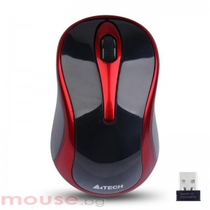 Безжична мишка A4Tech G3-280N-2, V-Track PADLESS, черно/червена, USB