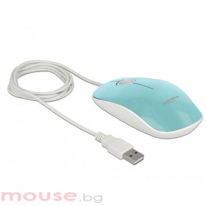 Оптична мишка DeLock, USB-A, LED, Кабел 1.3 м, USB, 1200 dpi, Тюркоаз