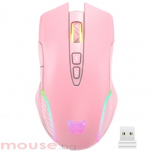 Геймърска мишка Onikuma CW905, Wireless, RGB, 7D, Pink - 769