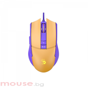 Геймърска мишка A4tech bloody L65 Max, Жична, 12000 cpi, Royal Violet, Жълт/Лилав