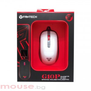 Гейминг комплект, Мишка и подложка, FanTech G10P, Бял 