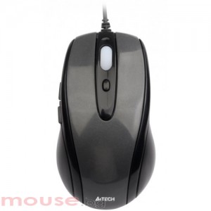 Жична мишка A4 Tech D-708X, черна,6 бут; 800-1000-1600 dpi, USB, без отвор към сензора