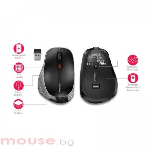 Безжична мишка CHERRY MW 8 ERGO, USB, Bluetooth/2.4Ghz, Черна
