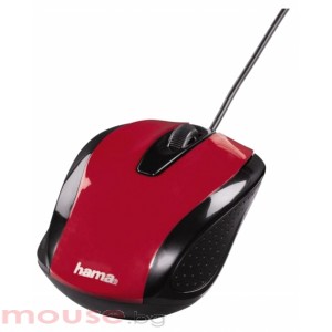 Мишка HAMA AM-5400, Оптична, USB, металик червено