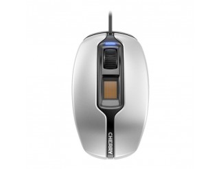 Жична мишка CHERRY MC 4900, Fingerprint, USB, Сребрист/Бял