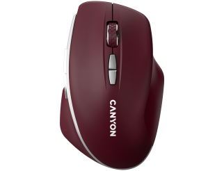 Мишка CANYON MW-21, 2.4 GHz Wireless mouse ,with 7 buttons, DPI 800/1200/1600, Battery: AAA*2pcs,Burgundy Red,72*117*41mm, 0.075kg