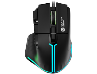 Геймърска мишка CANYON Fortnax GM-636, 9keys Gaming wired mouse,Sunplus 6662, DPI up to 20000, Huano 5million switch, RGB lighting effects, 1.65M braided cable, ABS material. size: 113*83*45mm, weight: 102g, Black