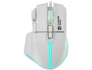 Геймърска мишка CANYON Fortnax GM-636, 9keys Gaming wired mouse,Sunplus 6662, DPI up to 20000, Huano 5million switch, RGB lighting effects, 1.65M braided cable, ABS material. size: 113*83*45mm, weight: 102g, White