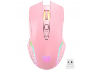 Геймърска мишка Onikuma CW905, Wireless, RGB, 7D, Pink - 769